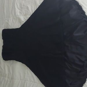 Black Lace Strapless High-Low Cocktail Dress